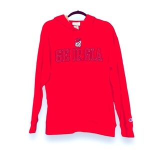 Champion Georgia Red Grey Hoodie L